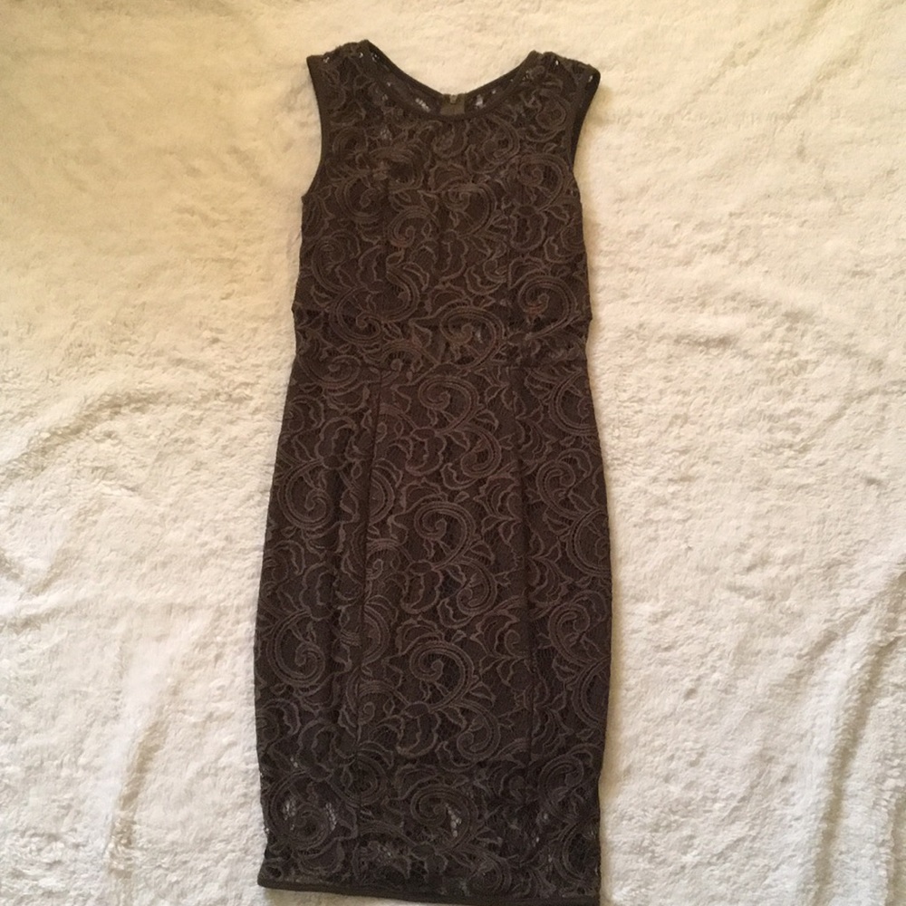 Olive Green Lace Sheath Dress